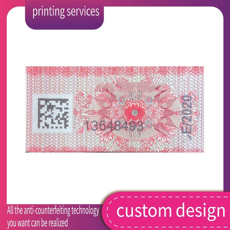 Security Paper Adhesive Tax Stamp Labels