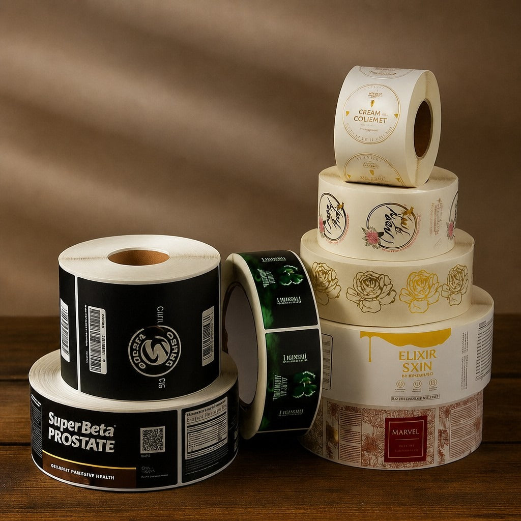 Custom Permanent PET Labels for Glass, Candle & Perfume Bottles