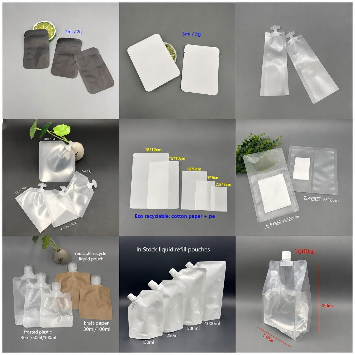 Custom Kraft Zip-Lock Sample Pouches - Liquid Fill Bags