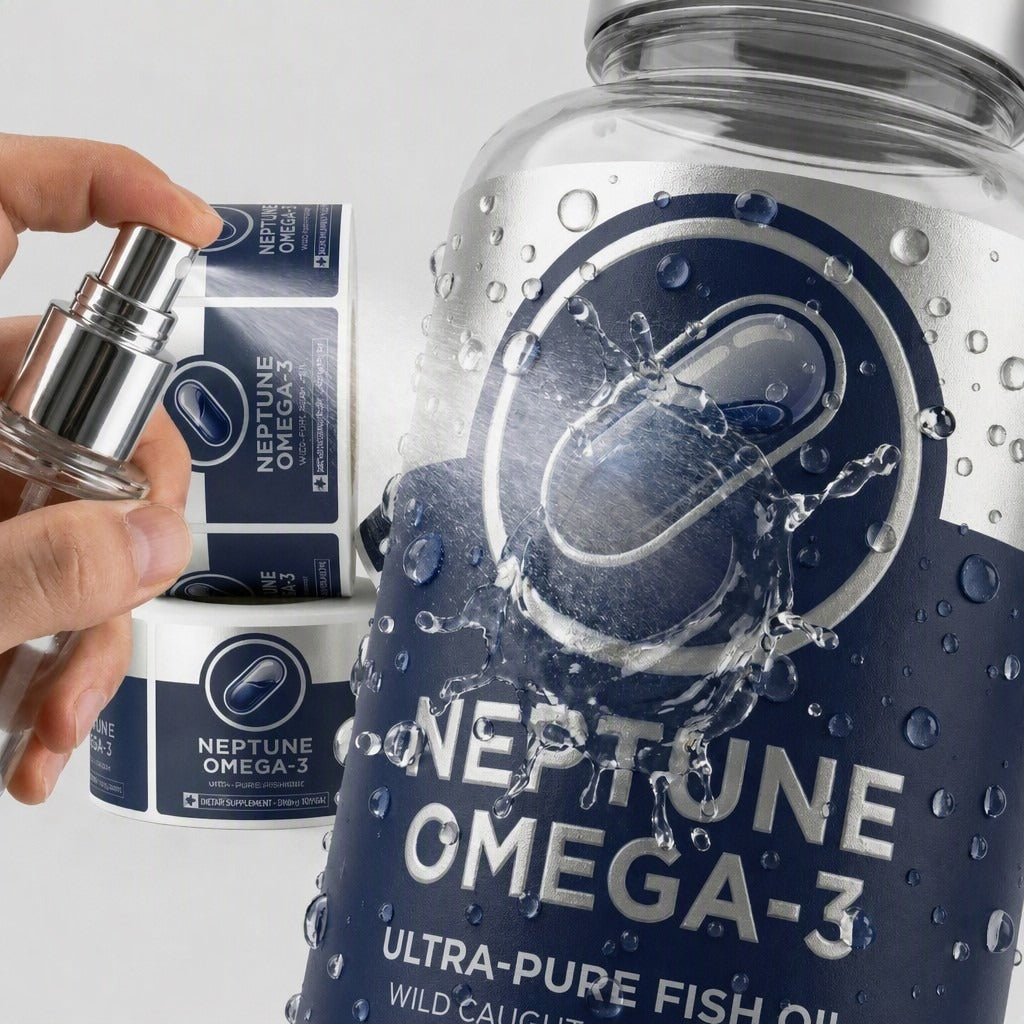 Custom Silver Foil Bottle Labels - Waterproof Vinyl Roll Labels for Cosmetics